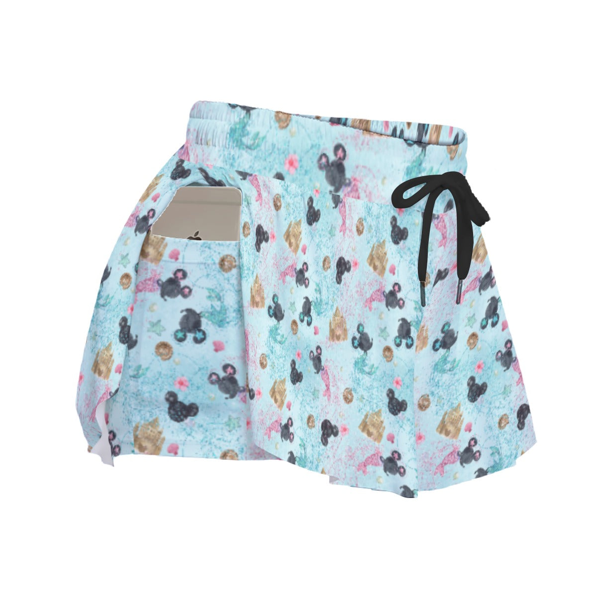 Watercolor Mermaid Mouse Ears - Women's Flowy Pocket Shorts