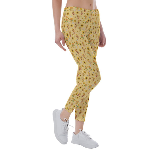 Cheerful Bee & Citrus Bird - Women's Yoga Leggings