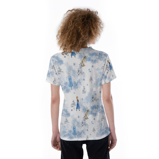 Enchanted Winter Landscape - Women's Short Sleeve V-Neck T-Shirt