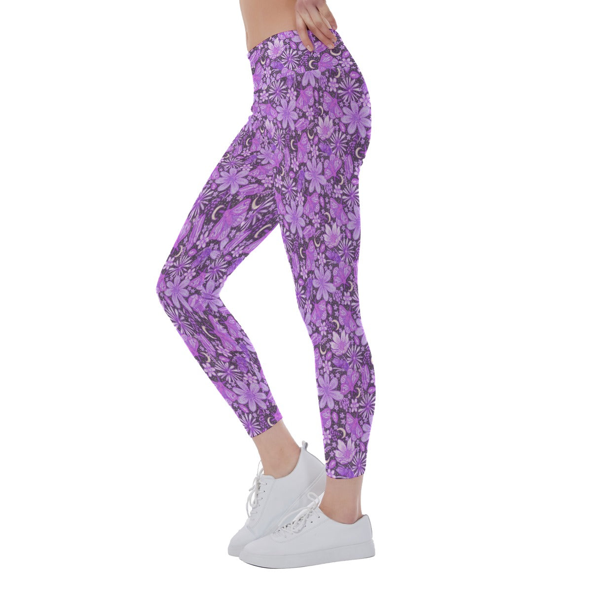 Purple Crystal Moths - Women's Yoga Leggings