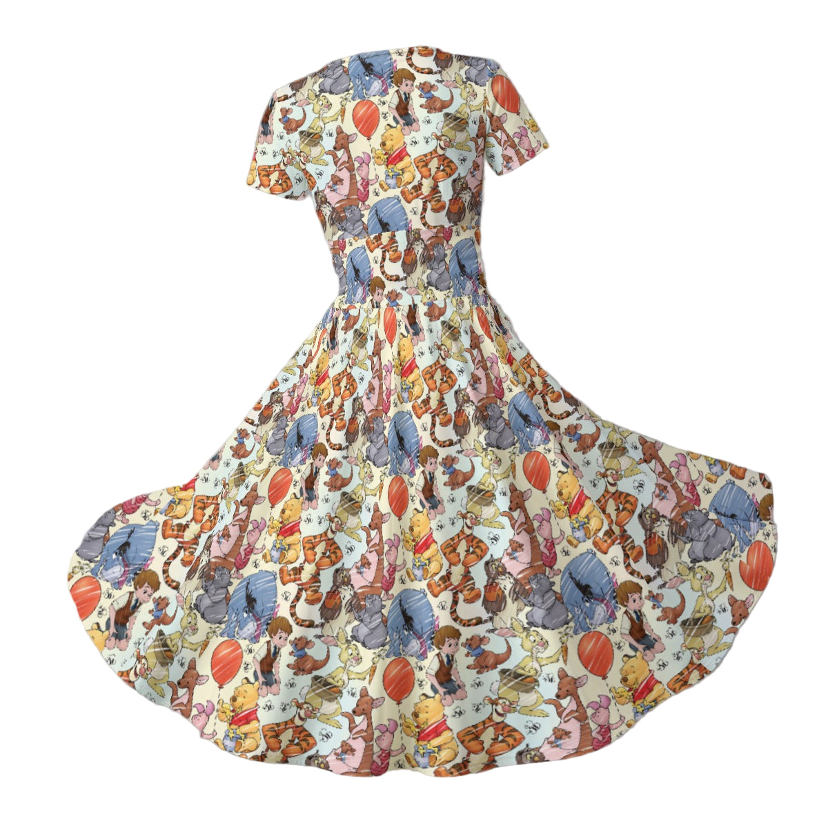 Woodland Friends Sketch - Women's V-Neck Ruched Midi Dress