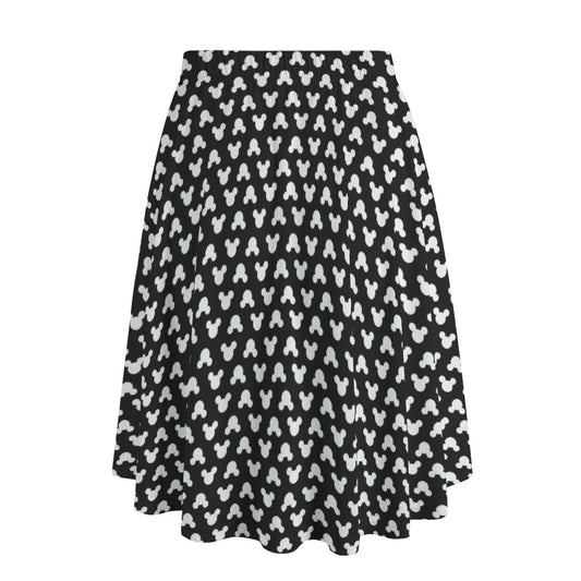 Playful Polka Dot Ears Black - Women’s Pocket Midi Skirt