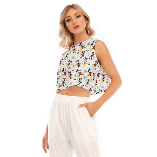 Doodle Mouse Magic - Women’s Sleeveless Cropped Tee