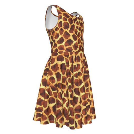 Animal Print - Giraffe - Kid's Sleeveless Skater Dress