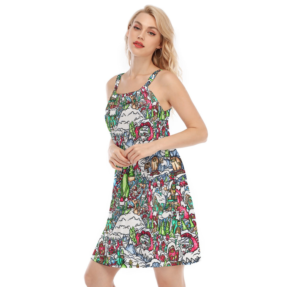 Whimsical Village Winter Wonderland - Women’s Adjustable Sundress