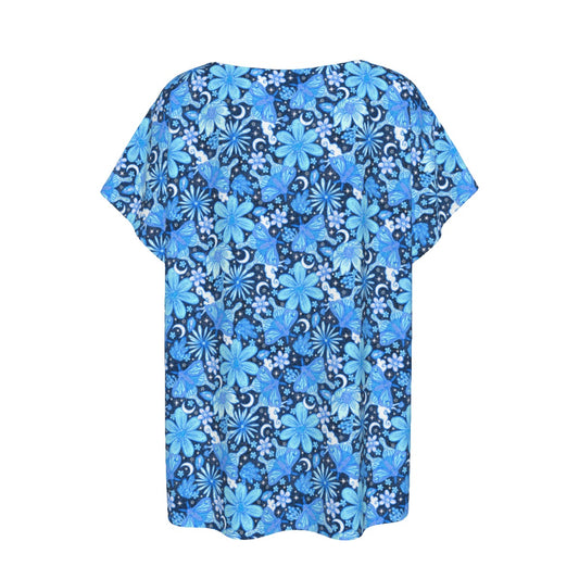 Blue Crystal Moths - Women’s Relaxed Fit Scoop Tee