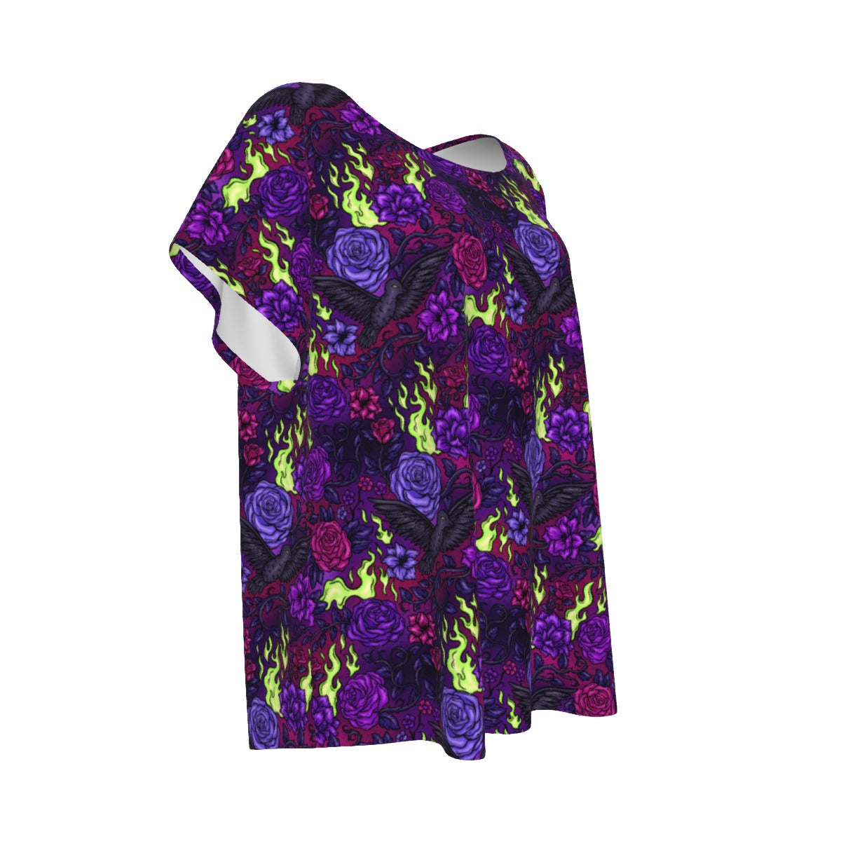 Fairytale Florals - Dark Enchantress - Women’s Relaxed Fit Scoop Tee
