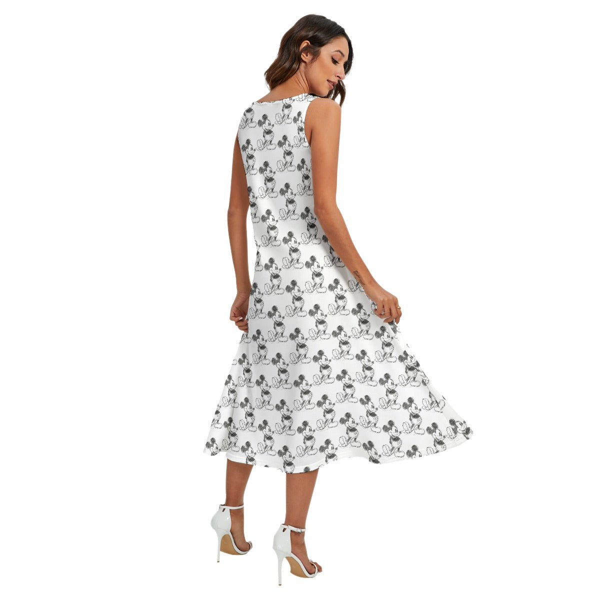Sketch of Classic Mouse - Women’s Diagonal Pocket Midi Dress