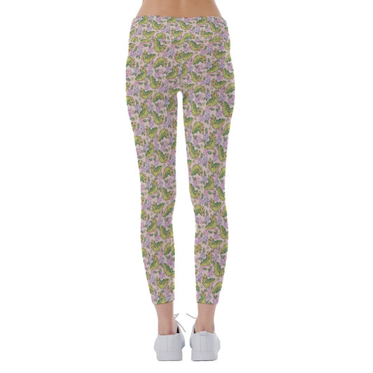 Cheerful Caterpillar Garden - Women's Yoga Leggings