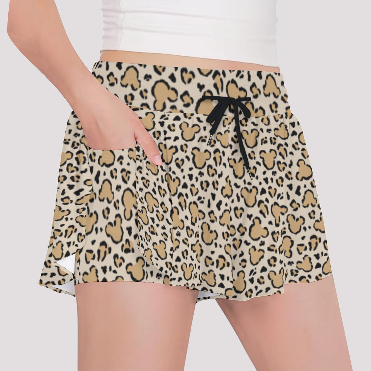 Mouse Ears Animal Print - Girls’ Flowy Pocket Shorts