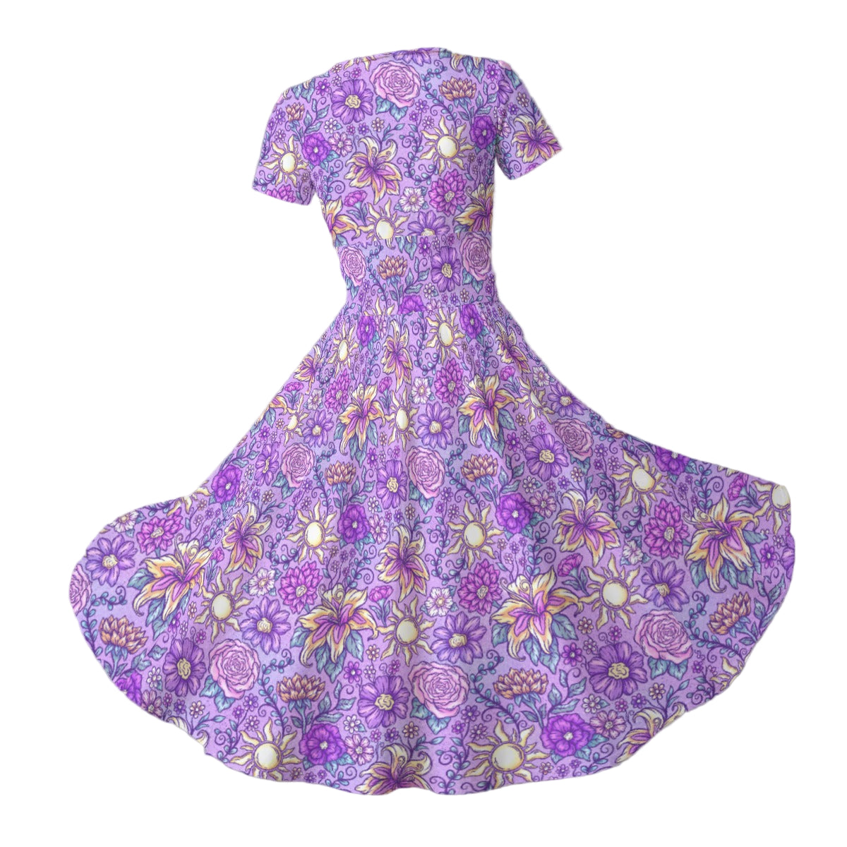 Fairytale Florals – Radiant Sunlight - Women's V-Neck Ruched Midi Dress