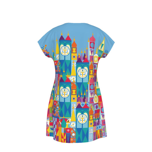 Whimsical World Facade - Women's T-Shirt Dress