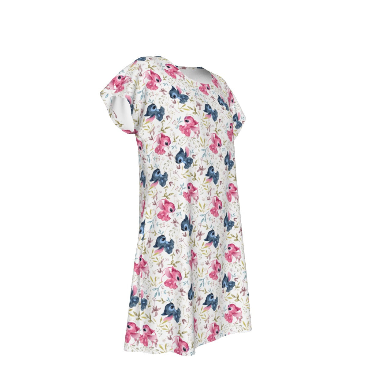 Blue Alien & Pink Friend Love - Women's T-Shirt Dress