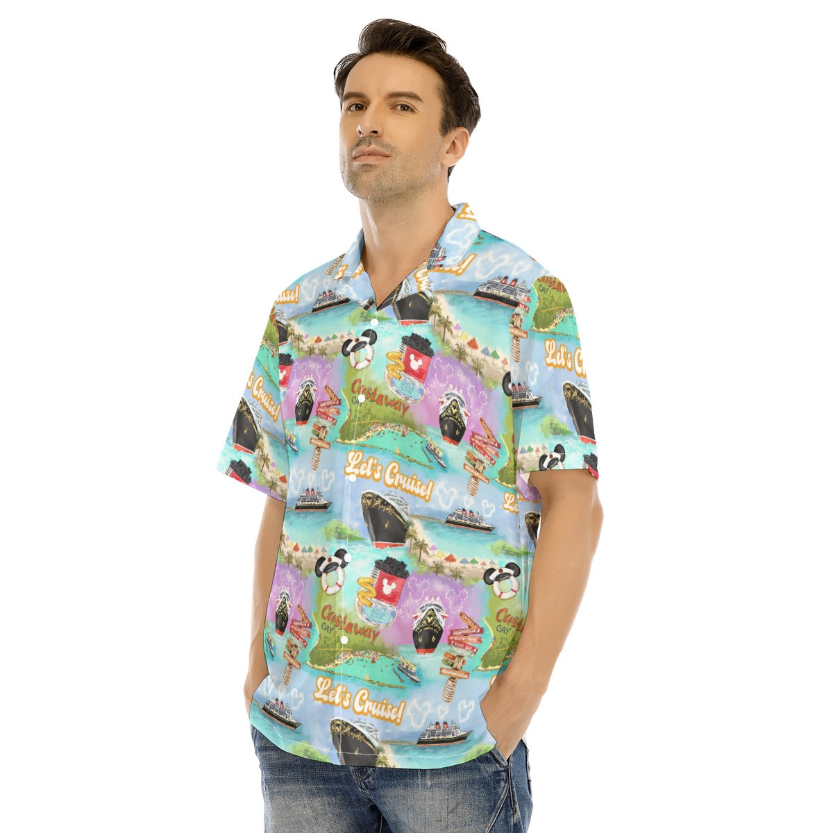 Tropical Castaway Island - Men's Hawaiian Button Up Shirt