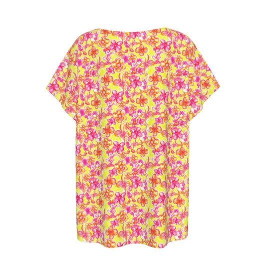 Neon Tropical Floral Friendsends - Women’s Relaxed Fit Scoop Tee