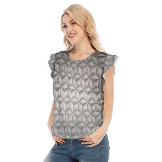Geometric Silver Sphere - Women’s Flutter Sleeve Top