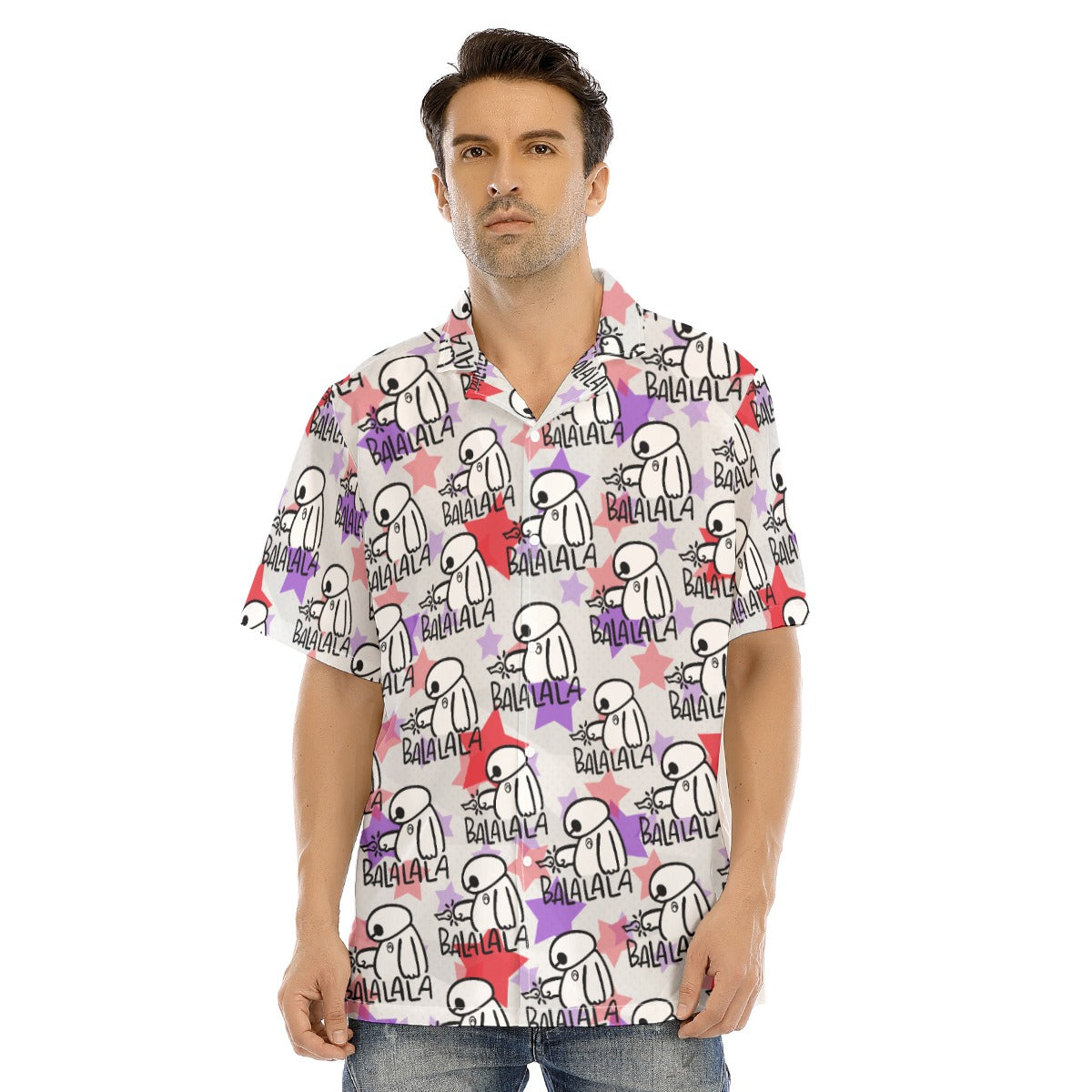 White Robot Balala - Men's Hawaiian Button Up Shirt
