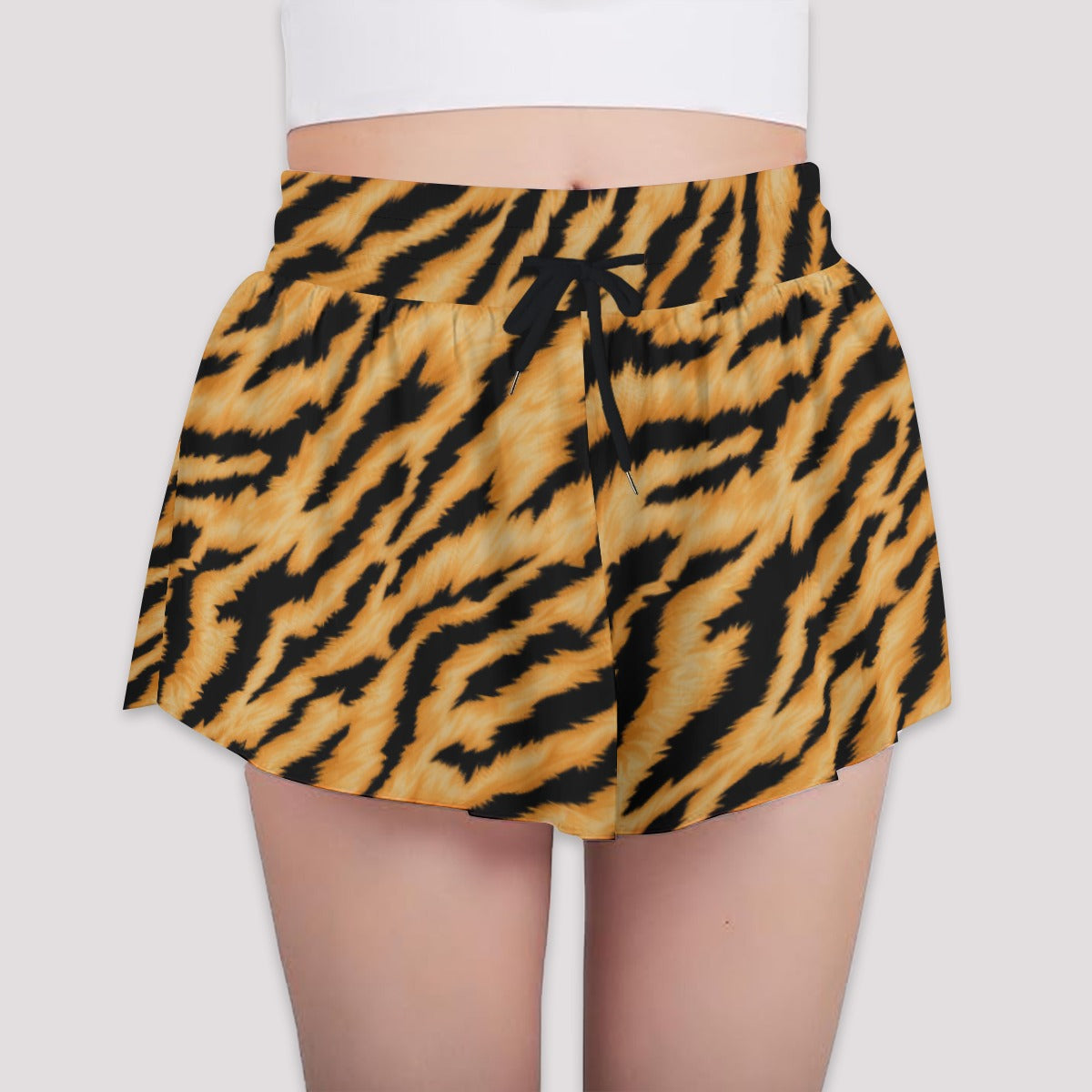 Animal Print - Tiger - Girls’ Flowy Pocket Shorts