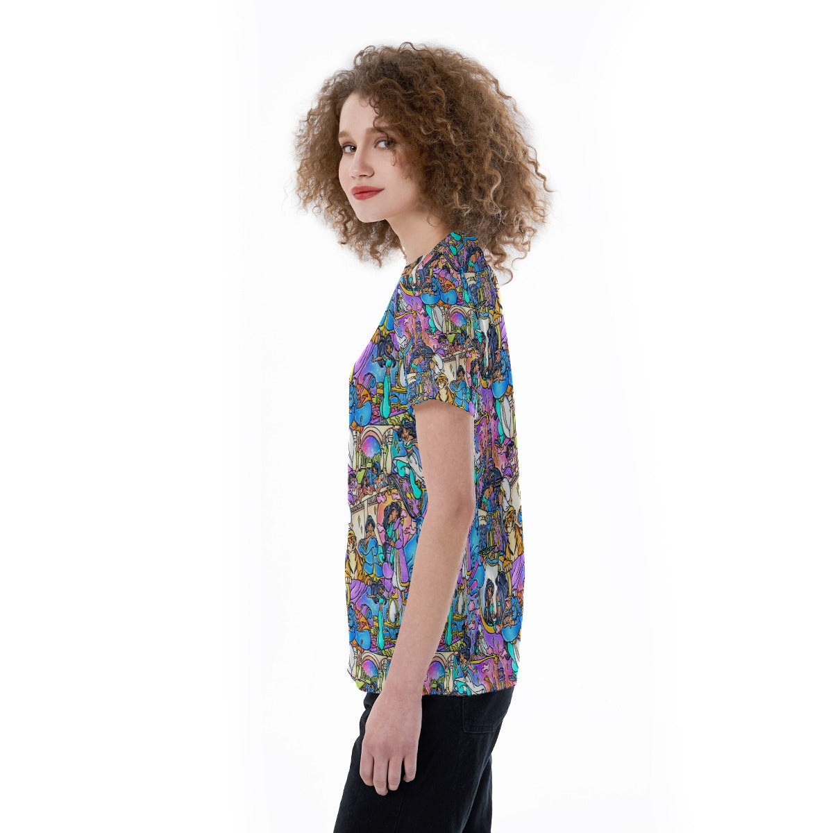 Magic Carpet Storybook Scenes - Women's Short Sleeve V-Neck T-Shirt