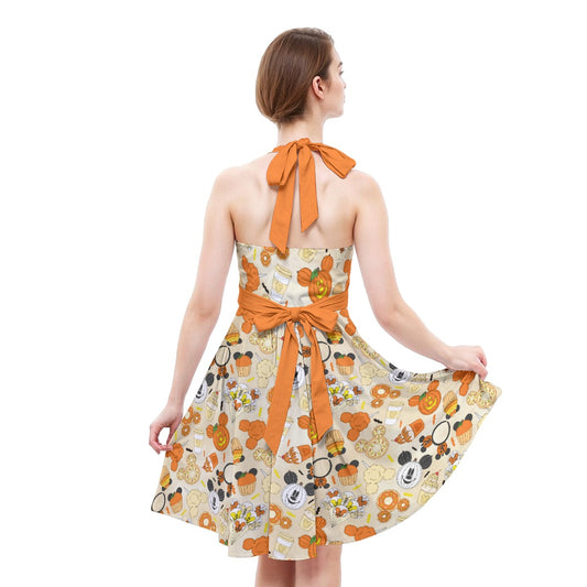 Halloween Snack Treats - Women's Halter Vintage Pocket Dress