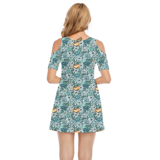 Fairytale Florals - Arabian Princess - Women's Cold Shoulder Cotton Dress