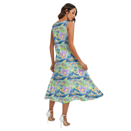 Lantern Festival Glow - Women’s Diagonal Pocket Midi Dress