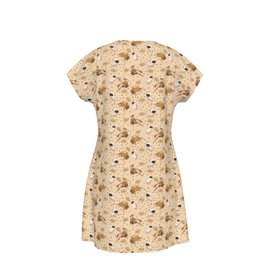 Botanical Robot Love Story - Women's T-Shirt Dress