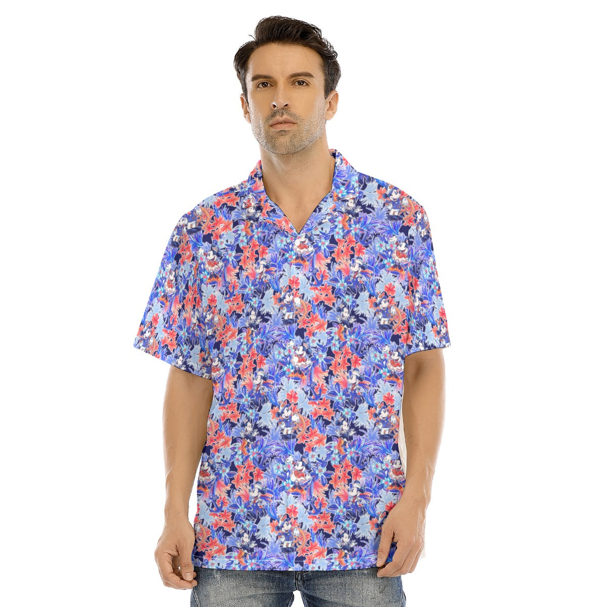 Navy Blooms Cruise - Men's Hawaiian Button Up Shirt