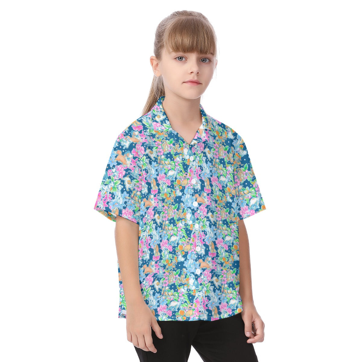 Tropical Paws & Petals - Beloved Dogs - Kid's Hawaiian Button Up Shirt
