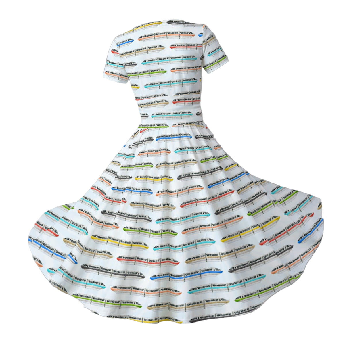Monorail Rainbow Express - Women's V-Neck Ruched Midi Dress