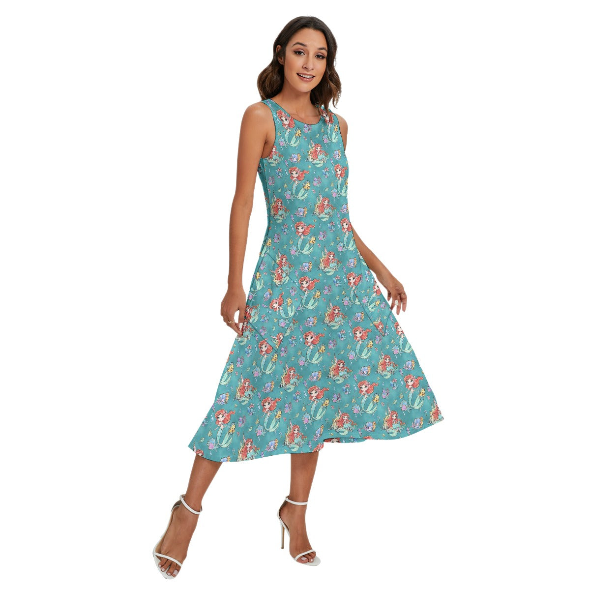 Whimsical Ocean Princess - Women’s Diagonal Pocket Midi Dress