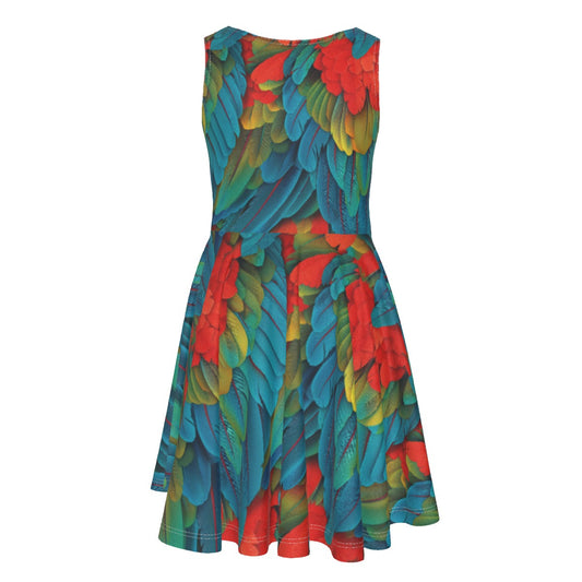 Animal Print - Macaw Parrot - Kid's Sleeveless Skater Dress