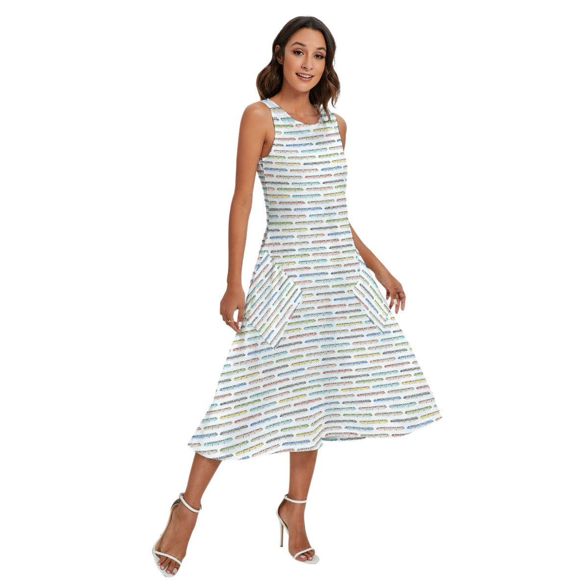 Disney Monorail Rainbow - Women’s Diagonal Pocket Midi Dress