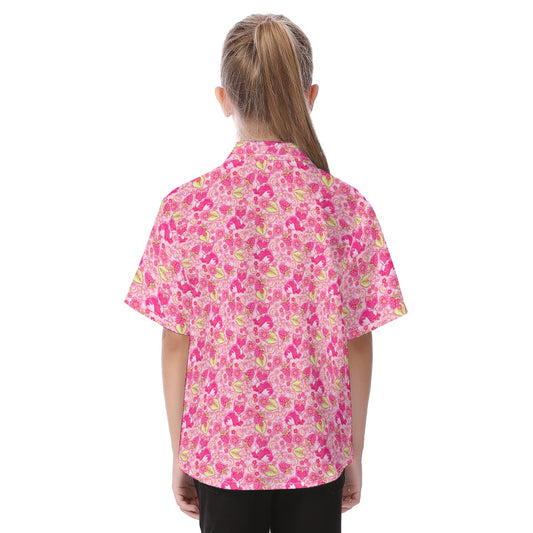 Fruitimals - Raspberry Foxes - Kid's Hawaiian Button Up Shirt