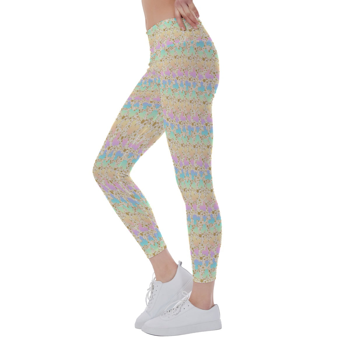 Gold Dot Rainbow Mouse Ears Castle - Women's Yoga Leggings