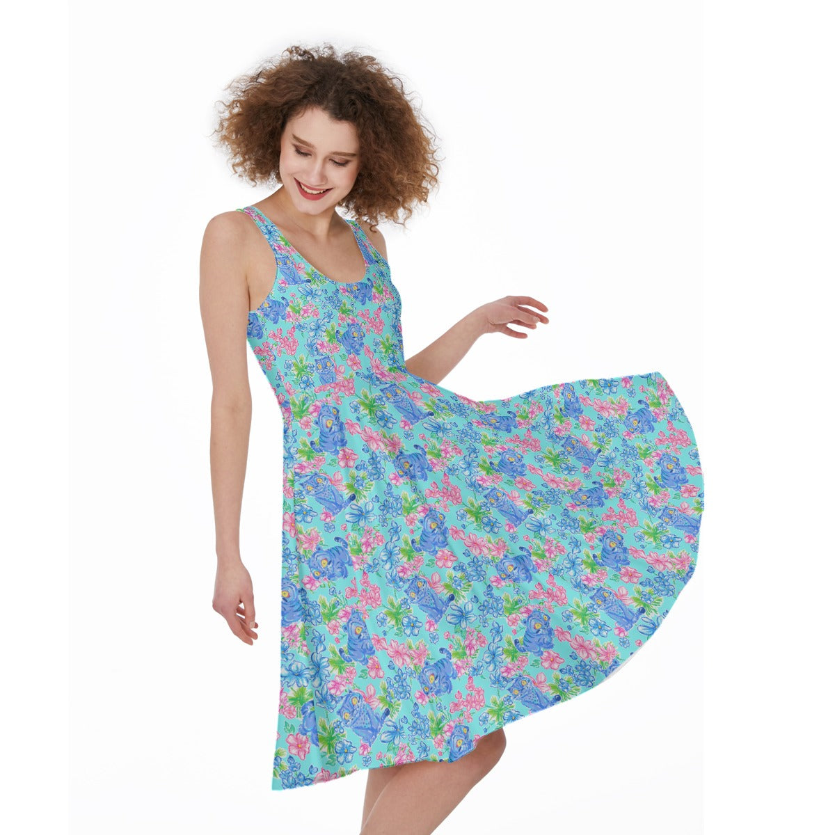 Derpy Tiger Blooms - Pocket Midi Skater Dress