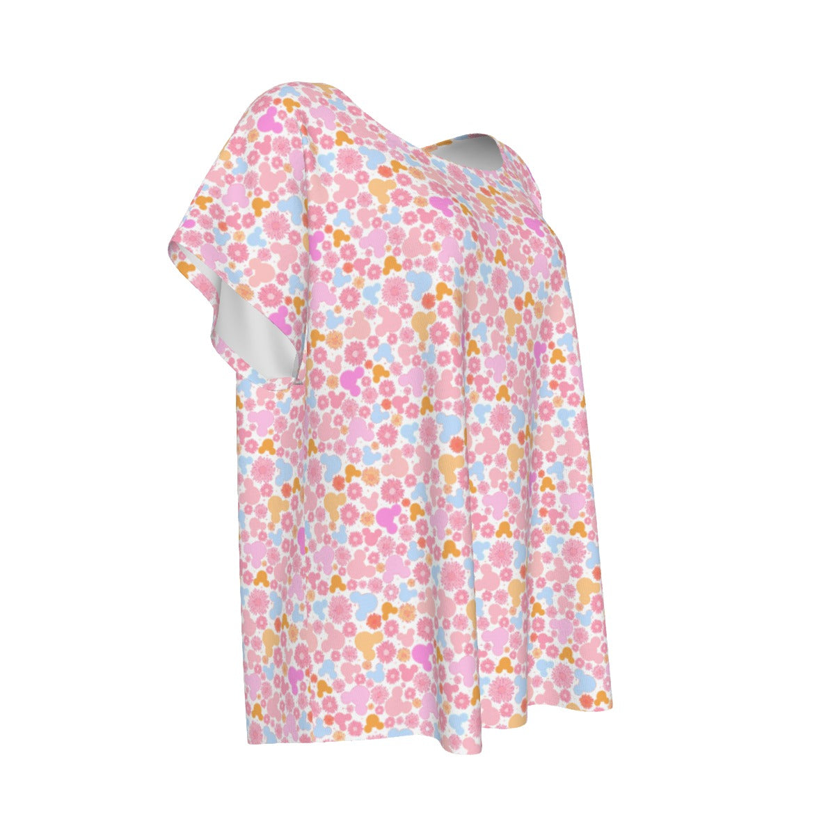 Retro Floral Mouse - Women’s Relaxed Fit Scoop Tee