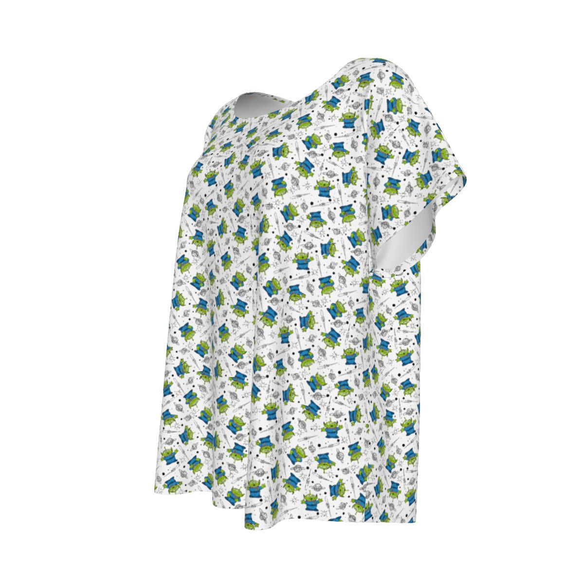 Playful Green Aliens on White - Women’s Relaxed Fit Scoop Tee