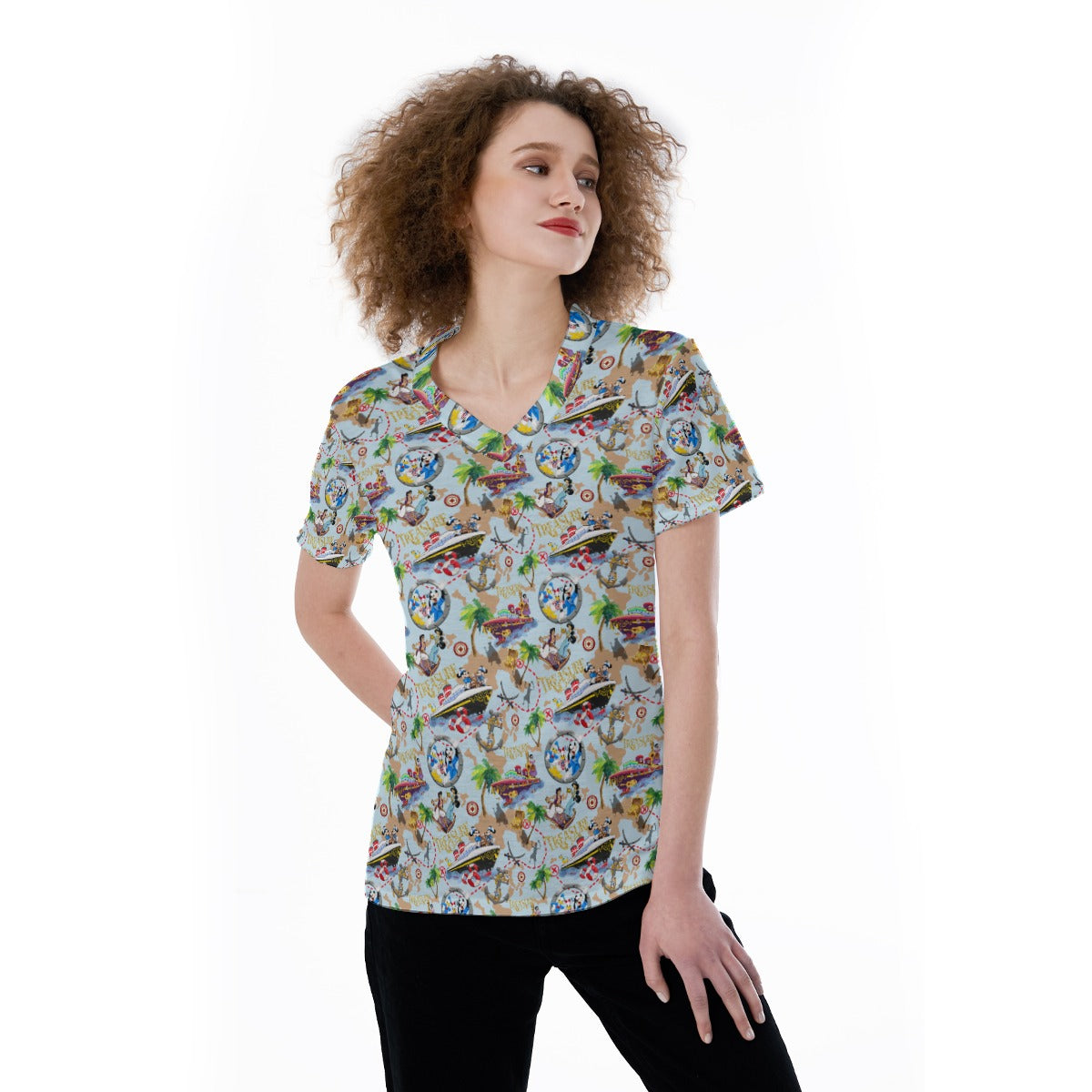 Treasure Voyage Cruise - Women's Short Sleeve V-Neck T-Shirt