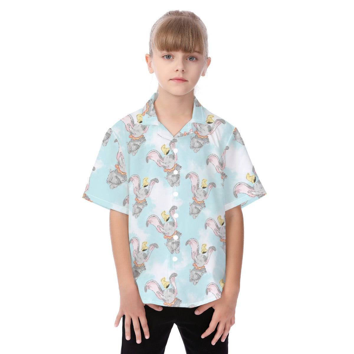 Sketch of Flying Elephant - Kid's Hawaiian Button Up Shirt
