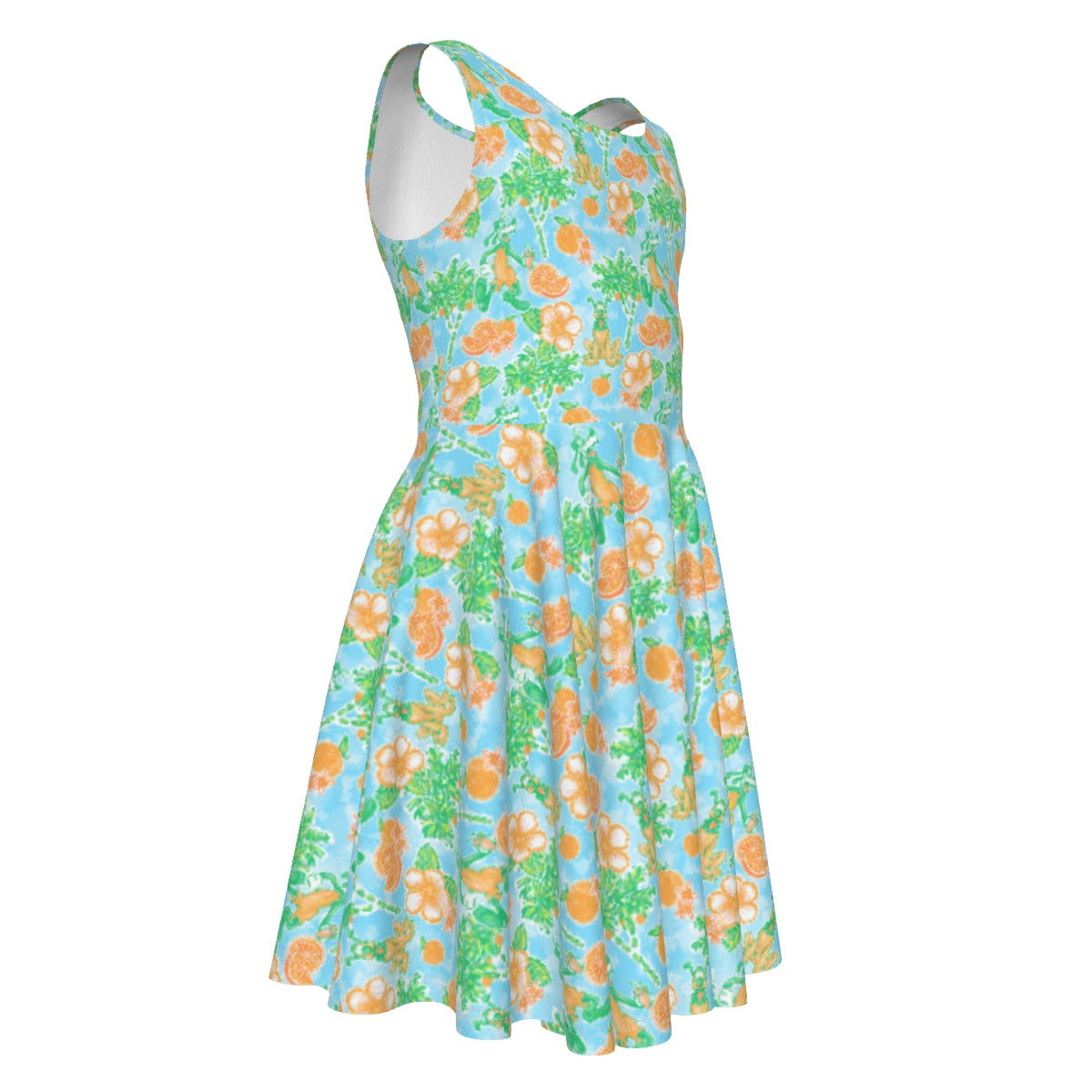 Neon Tangerine Island Palsluto - Kid's Sleeveless Skater Dress