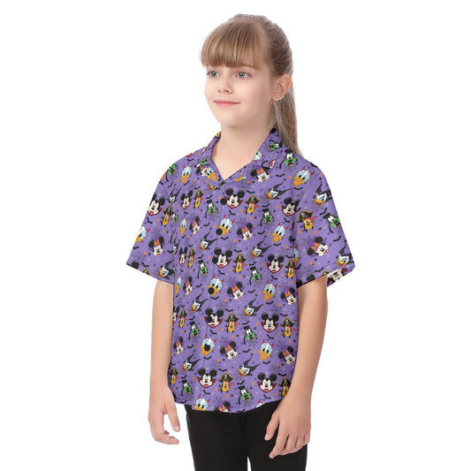 Halloween Friends in Costumeeads - Kid's Hawaiian Button Up Shirt