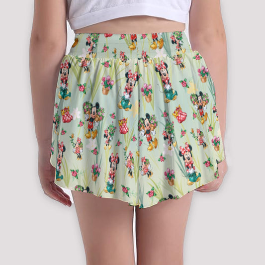 Garden Mouse Helpers at Work - Girls’ Flowy Pocket Shorts