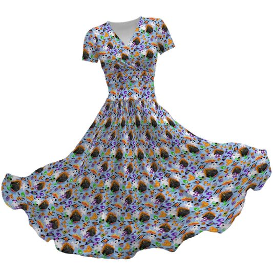 Halloween On The High Seas - Women's V-Neck Ruched Midi Dress