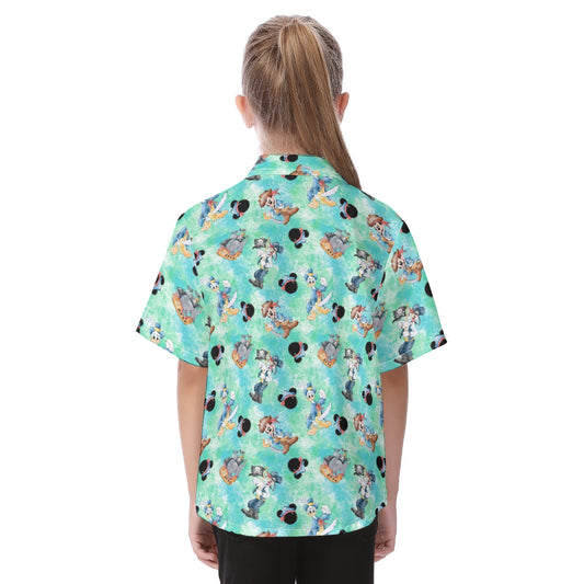 Pirate Crew Watercolor Adventure - Kid's Hawaiian Button Up Shirt