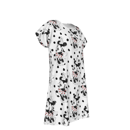 Sketch of Polka Dot Mouse - Women's T-Shirt Dress