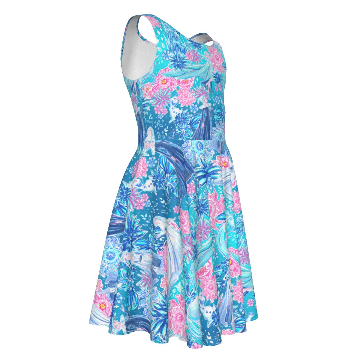 Ice Queen Frosted Florals - Kid's Sleeveless Skater Dress