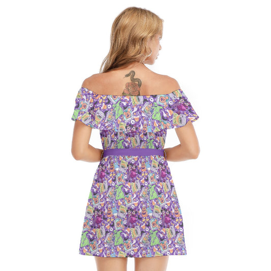Not So Scary Halloween Party - Women's Off-shoulder Ruffle Dress