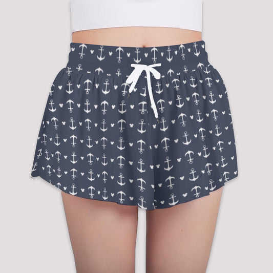 Anchors & Mouse Ears - Girls’ Flowy Pocket Shorts