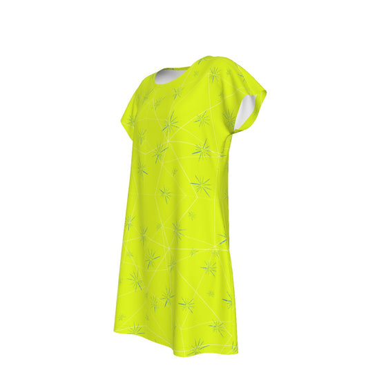 Joyful Blue & Yellow Florals - Women's T-Shirt Dress